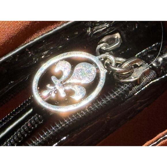 FLEURDELIS Green Rhinestone Tote Bag Purse 15x10x5 Elegant Bling & Logo Design - Picture 6 of 9